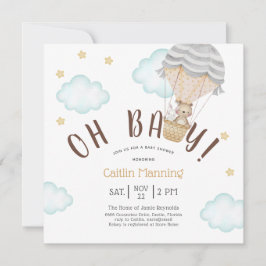 Invitación Teddy Bear Oh Baby Woodland Neutral Baby Shower In