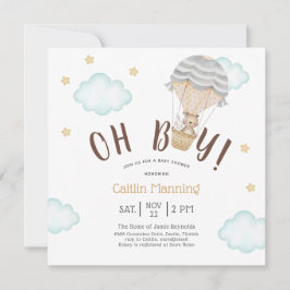 Invitación Teddy Bear Oh Boy Woodland Baby Shower