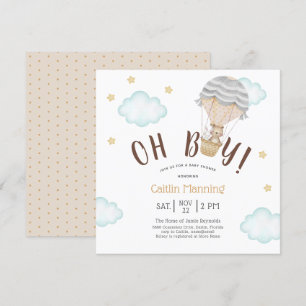 Invitación Teddy Bear Oh Boy Woodland Baby Shower