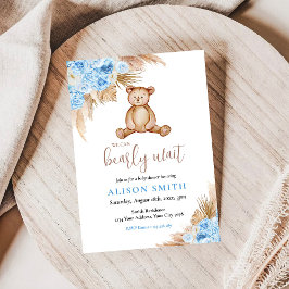 Invitación Teddy Bear Pampas Grass Bearly Wait Baby Shower