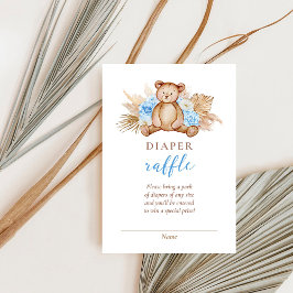 Invitación Teddy Bear Pampas Grass Diaper Raffle Baby Shower