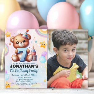 Invitación Teddy Bear Photo Birthday 7