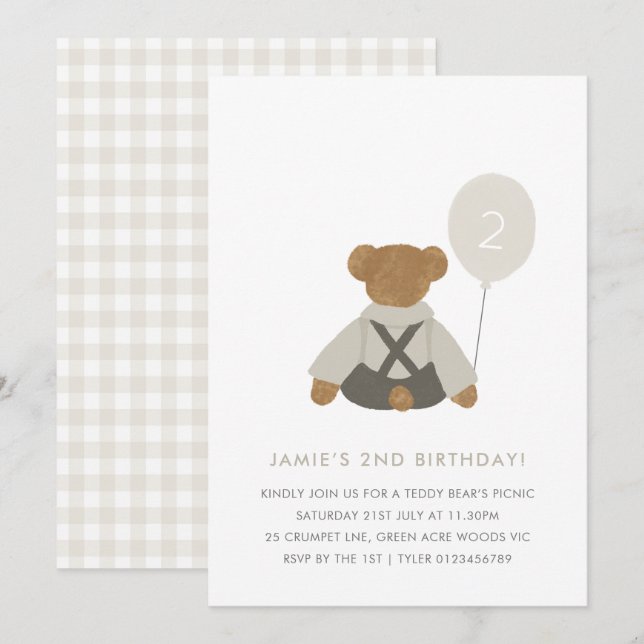 Invitación Teddy Bear Picnic Baby Invite (Anverso / Reverso)