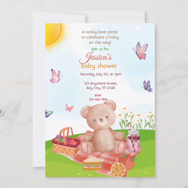 Invitación Teddy Bear Picnic Baby Shower (Anverso)