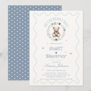 Invitación Teddy Bear Picnic Boho Baby Shower Theme Boys
