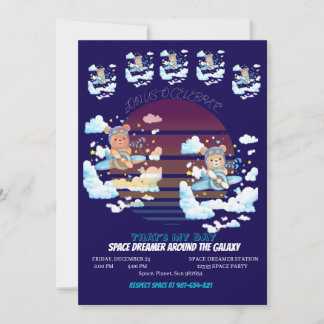 Invitación Teddy Bear Pilot Airplane Art