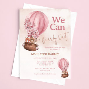 Invitación Teddy Bear Pink Bearly Wait Baby Shower