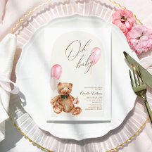 Teddy Bear Pink Podemos Esperar Baby Shower