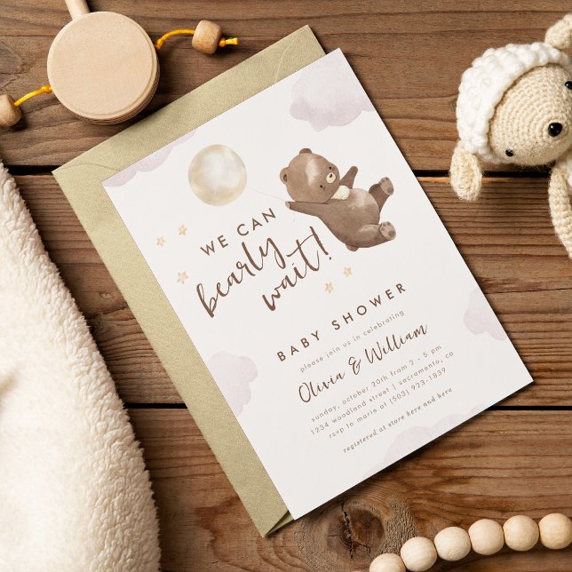 Invitación Teddy Bear Podemos Esperar A Baby Shower (Subido por el creador)