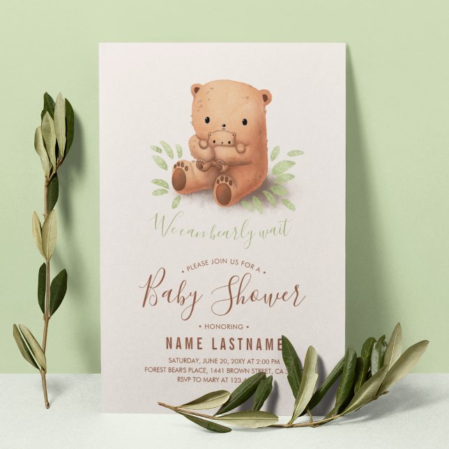 Invitación Teddy Bear Podemos Esperar A Baby Shower Neutral (Subido por el creador)