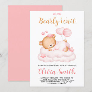 Invitación Teddy Bear Podemos Esperar A Chica Baby Shower