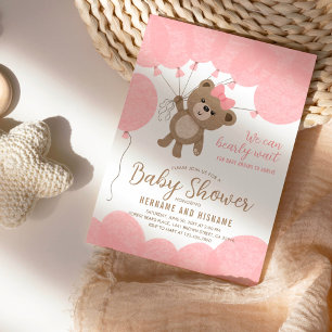 Invitación Teddy Bear Podemos Esperar A Chica Baby Shower