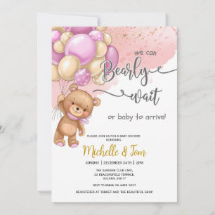 Invitación Teddy Bear Podemos Esperar A Chica Baby Shower