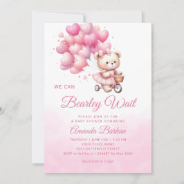 Invitación Teddy Bear podemos esperar a la bebé chica ducha