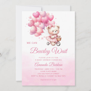 Invitación Teddy Bear podemos esperar a la bebé chica ducha