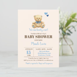 Invitación Teddy Bear Podemos Esperar A Un Niño Baby Shower I