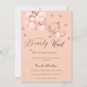 Invitación Teddy Bear Podemos Esperar Al Chica Baby Shower In