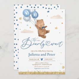Invitación Teddy Bear Podemos Esperar Al Niño Baby Shower Inv