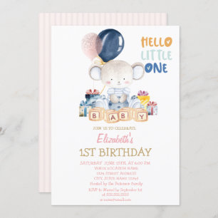 Invitación Teddy Bear, Presenta Hola Pequeña Un Cumpleaños