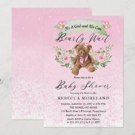 Invitación Teddy Bear puede esperar a que el Chica rosado Bab