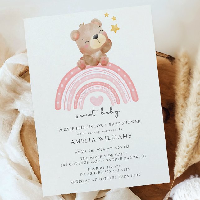 Invitación Teddy Bear Rainbow Baby Shower (Subido por el creador)