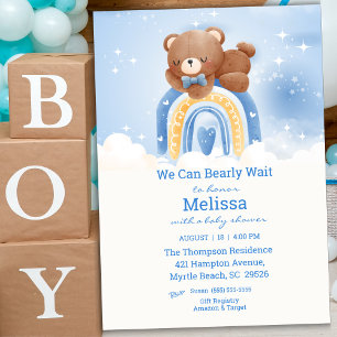 Invitación Teddy Bear Rainbow Boys Baby Shower