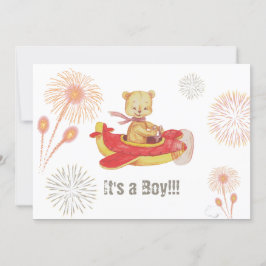 Invitación *~* Teddy Bear Red Plano Baby Boy Ducha