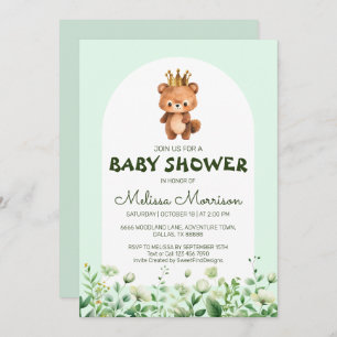 Invitación Teddy Bear relleno King Baby Boy Shower