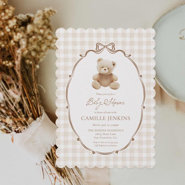 Invitación Teddy Bear Sexo Neutral Baby Shower (Teddy Bear boy Baby Shower Invitation)