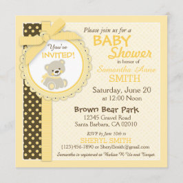Invitación Teddy Bear Sexo Neutral Baby Shower