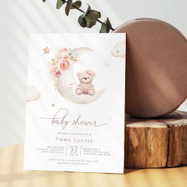 Invitación Teddy Bear Sobre El Baby Shower Neutral De La Luna