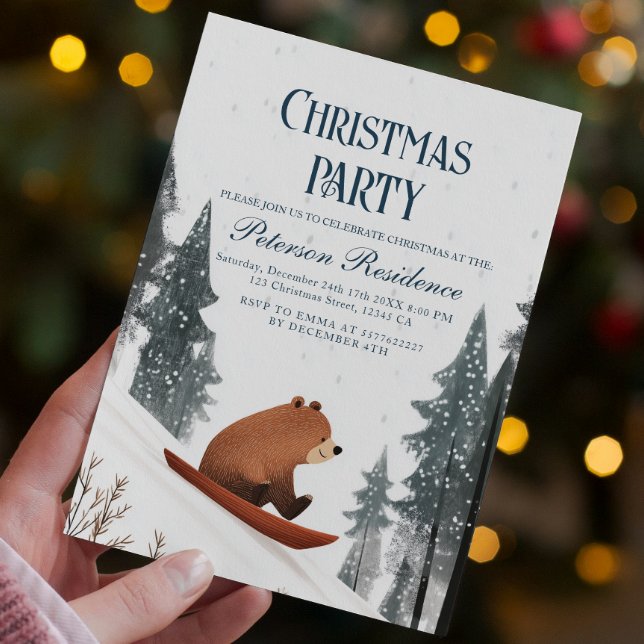 Invitación Teddy Bear Sobre Fiesta De Navidades De Nieve (Subido por el creador)