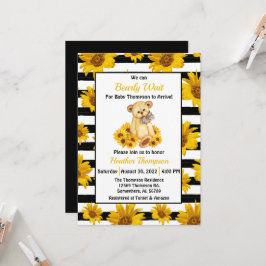 Invitación Teddy Bear Sunflower Baby Shower