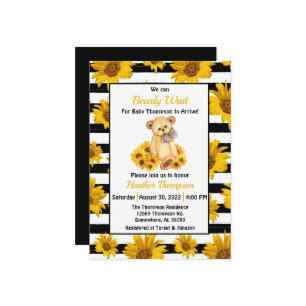 Invitación Teddy Bear Sunflower Baby Shower