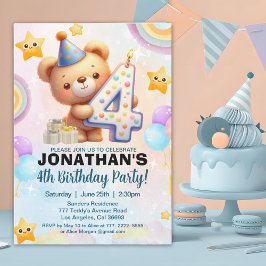 Invitación Teddy Bear Theme Birthday 4th for boy's