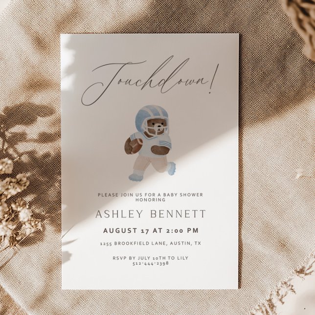 Invitación Teddy bear Touchdown Football Baby Shower (Subido por el creador)