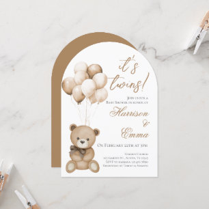 Invitación Teddy Bear Twins Baby Shower