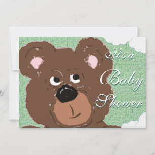 Invitación Teddy Bear (verde) Baby Shower