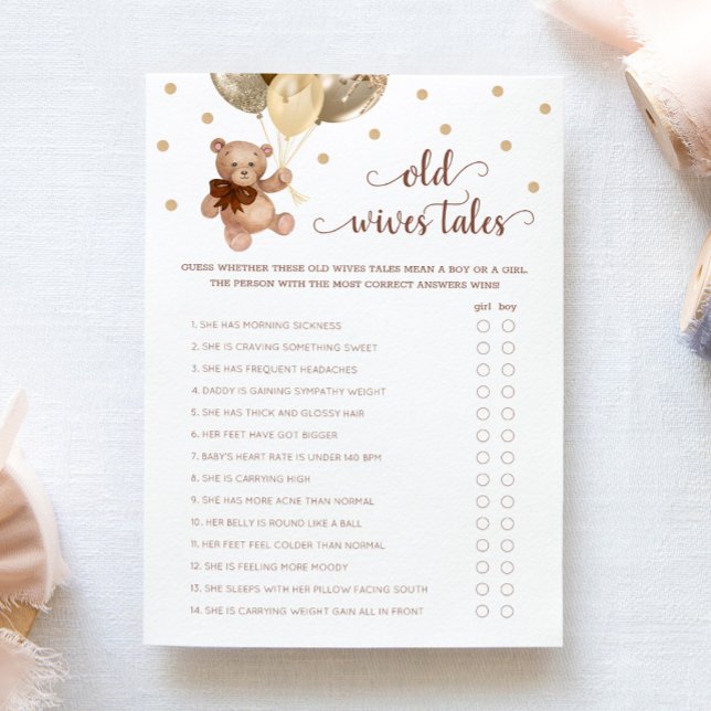 Invitación Teddy Bear Viejas Historias De Género Revelar Tarj (Subido por el creador)