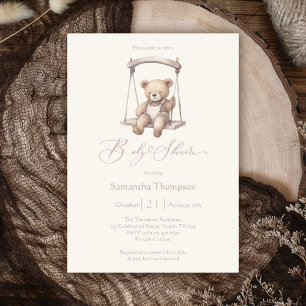 Invitación Teddy Bear Vintage Sexo Neutral Baby Shower
