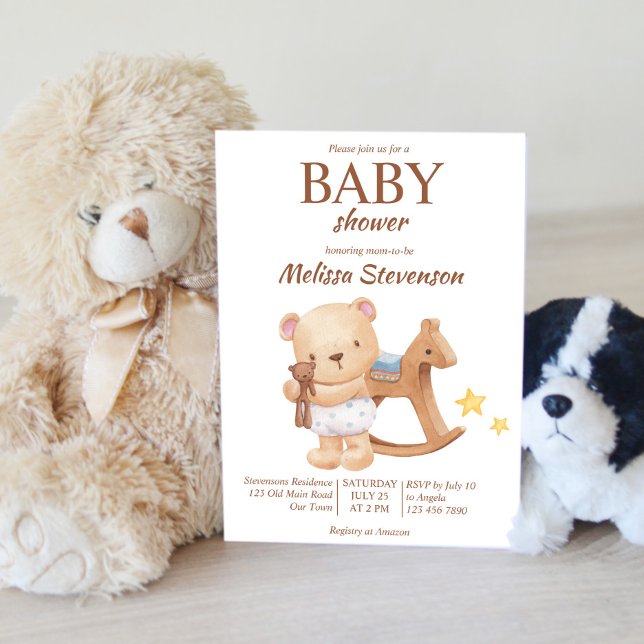 Invitación Teddy bear vintage toys boho baby shower (Subido por el creador)