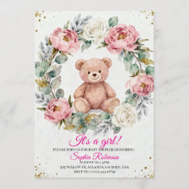 Invitación Teddy Bear Watercolor Baby Shower Invitation