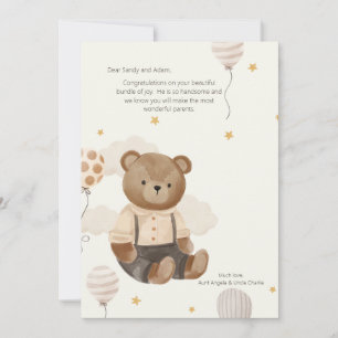 Invitación Teddy Bear Welcome Baby Card