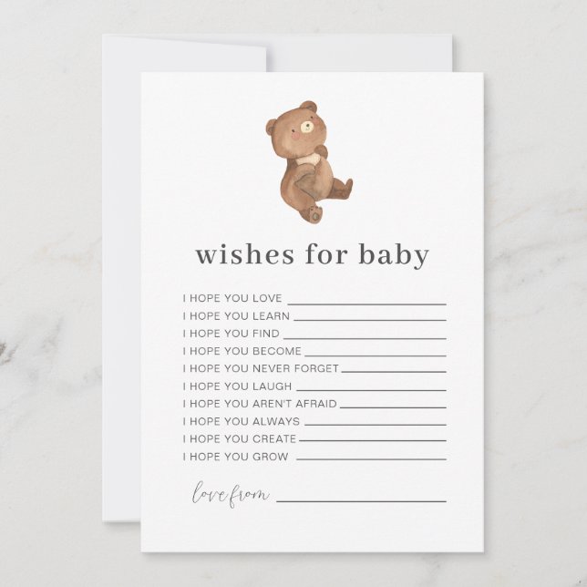Invitación Teddy Bear Wiers for Baby Card (Anverso)