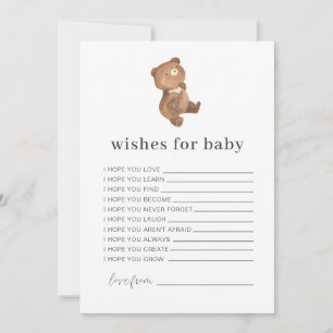 Invitación Teddy Bear Wiers for Baby Card