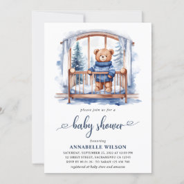 Invitación Teddy Bear Winter Boy Baby Shower