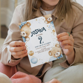 Invitación Teddy Bear Y Balloons Niños Fiesta de Cumpleaños