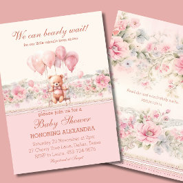 Invitación Teddy Bearly Wait Pink Christian Girl Baby Shower