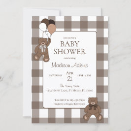 Invitación Teddy Bears Baby Boy Brown Baby Shower