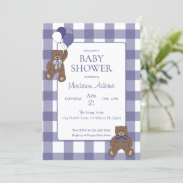 Invitación Teddy Bears Baby Girl Purple and White Baby Shower